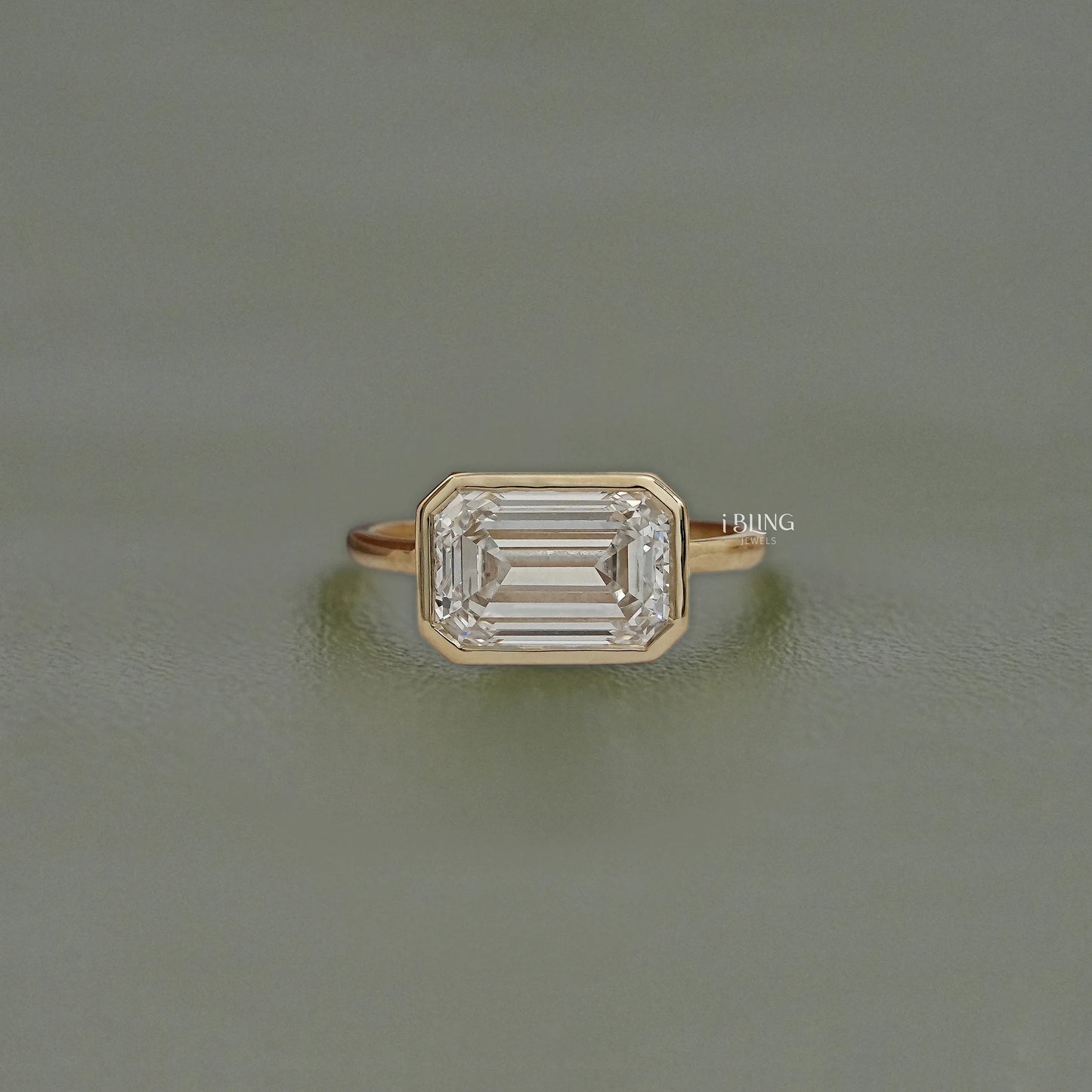 Bezel East West Set Emerald Diamond Ring