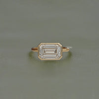 Bezel East West Set Emerald Diamond Ring