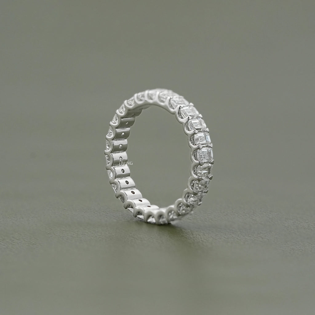 Emerald Cut Lab Diamond Full Eternity Wedding Band