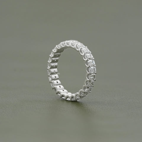 Emerald Cut Lab Diamond Full Eternity Wedding Band