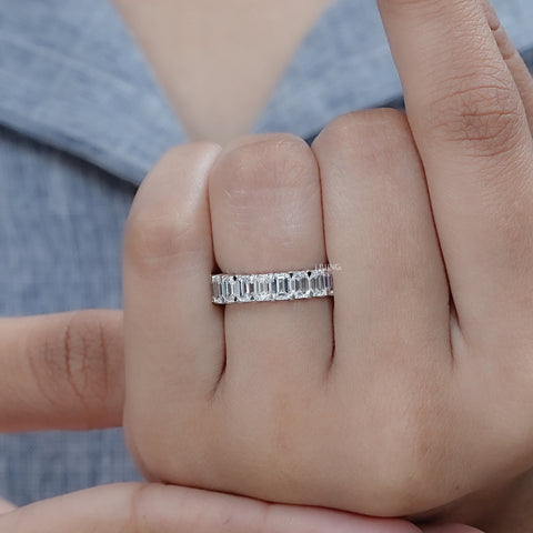 Emerald Cut Lab Diamond Full Eternity Band
