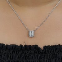 Emerald Cut Diamond Halo Pendant