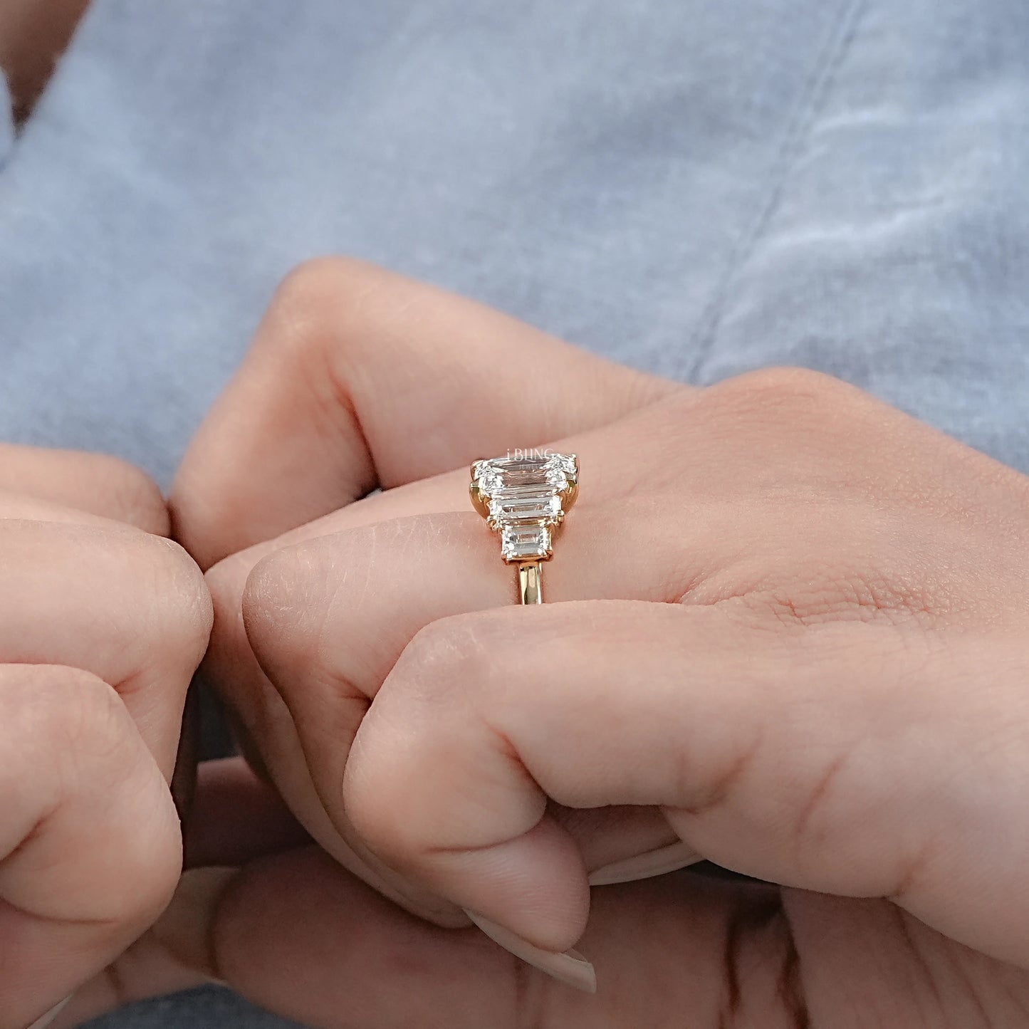 Emerald Cut Five Stone Engagement Ring