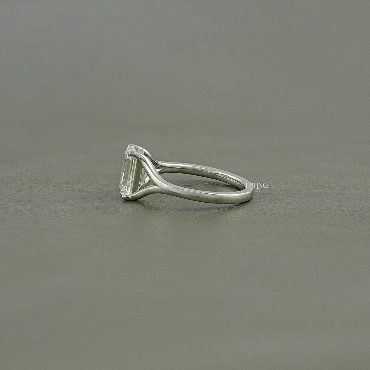 Emerald Cut Lab Diamond Solitaire Split Shank Ring