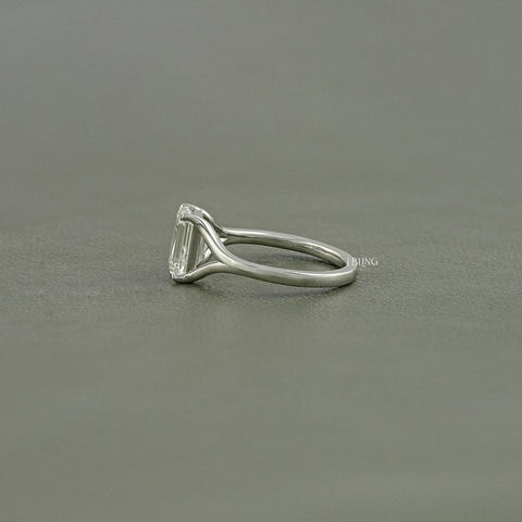 Emerald Cut Lab Diamond Solitaire Split Shank Ring