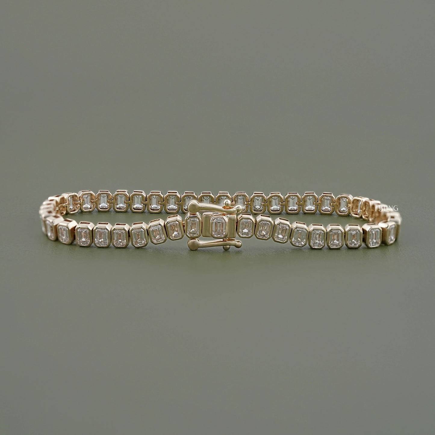 Emerald Cut Lab Diamond Bezel Tennis Bracelet