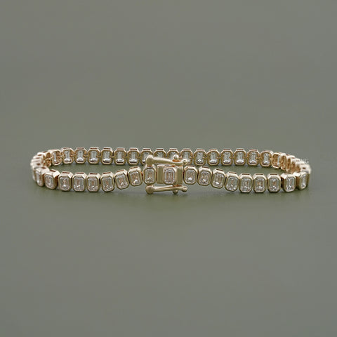 Emerald Cut Lab Diamond Bezel Tennis Bracelet