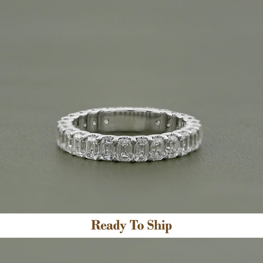 Emerald Cut Lab Diamond Full Eternity Wedding Band Full Eternity