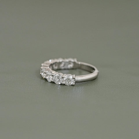 Round Lab Diamond Half Eternity Wedding Band