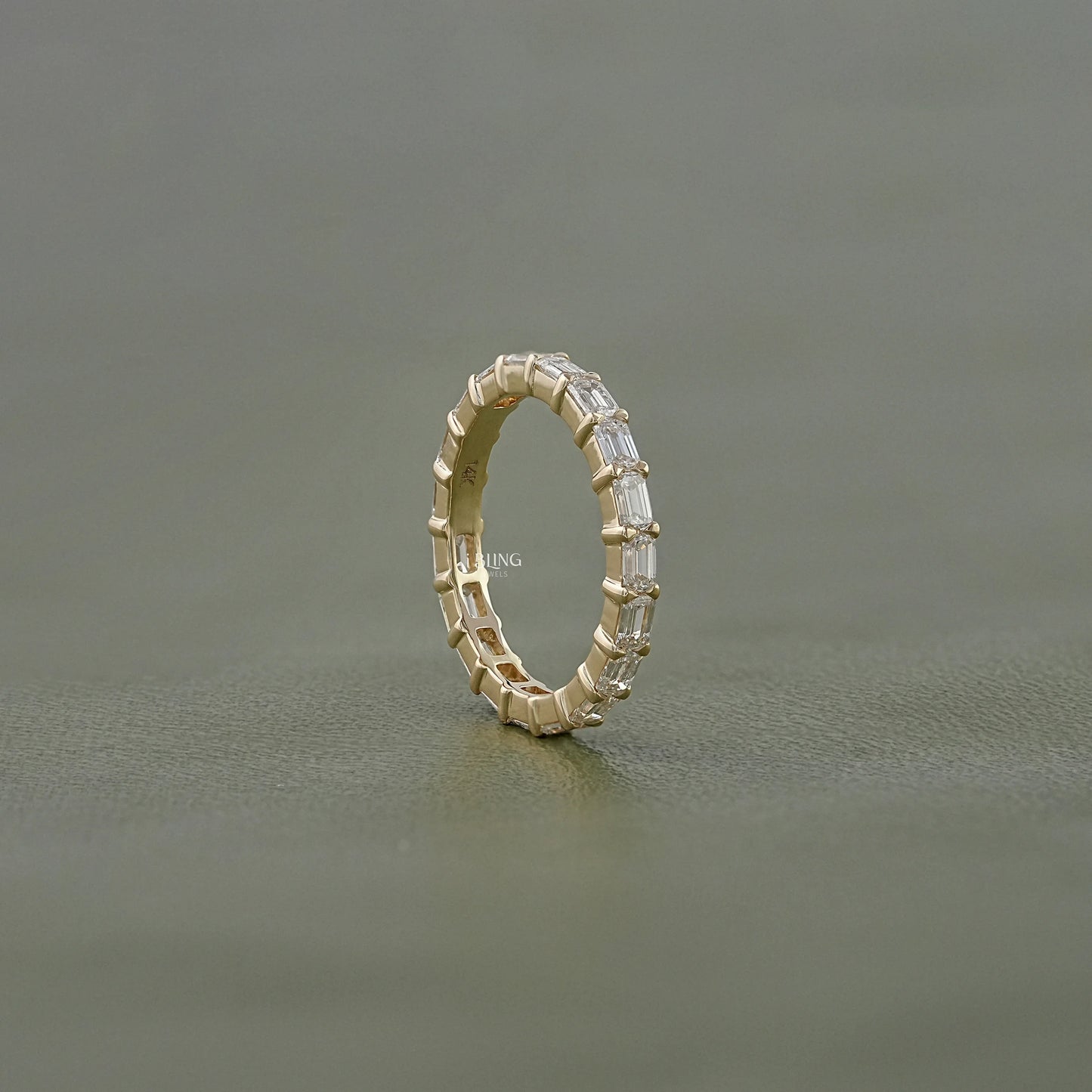 East West Emerald Cut Eternity Wedding Band