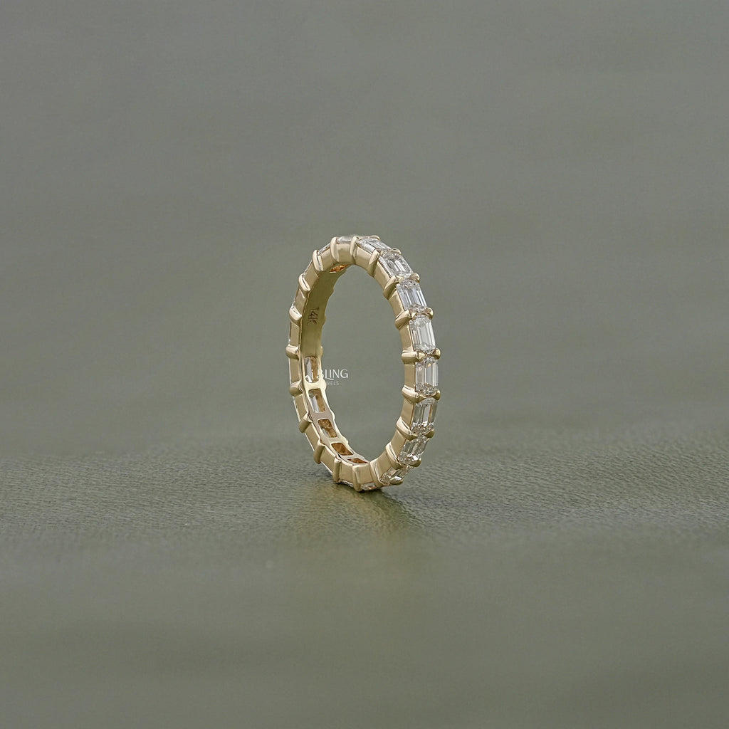East West Emerald Cut Eternity Wedding Band