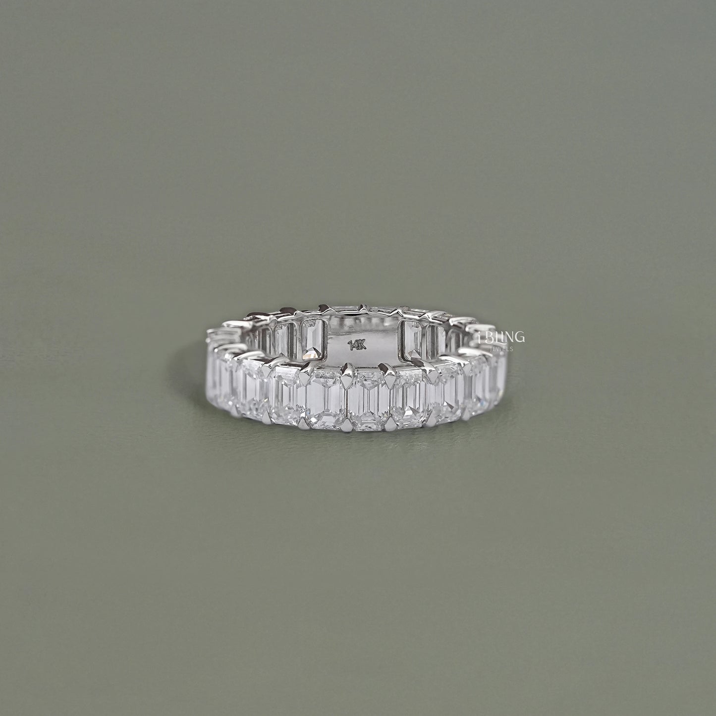 Emerald Cut Lab Diamond Full Eternity Band