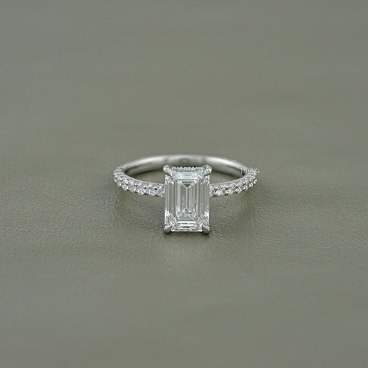 Emerald Cut Lab Grown Diamond Solitaire Accent Ring Solitaire Accent Ring