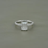 Emerald Cut Lab Grown Diamond Solitaire Accent Ring