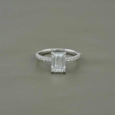 Emerald Cut Lab Grown Diamond Solitaire Accent Ring
