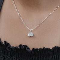 Two Stone Emerald & Pear Lab Diamond Necklace