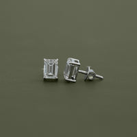 Emerald Cut Lab Grown Diamond Screw Back Earrings