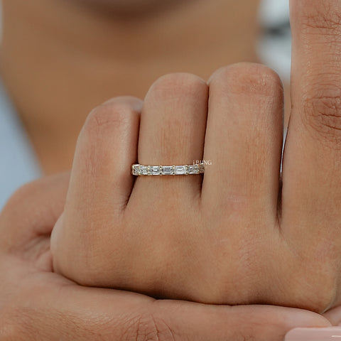 East West Emerald Cut Eternity Wedding Band