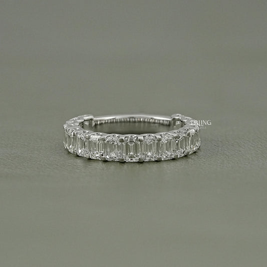 Emerald Cut Lab Diamond Half Eternity Wedding Band Half Eternity