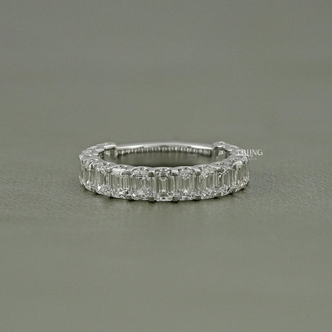 Emerald Cut Lab Diamond Half Eternity Wedding Band
