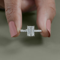 Emerald Cut Lab Grown Diamond Solitaire Accent Ring