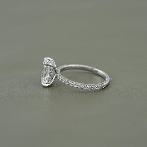 Emerald Cut Lab Grown Diamond Solitaire Accent Ring