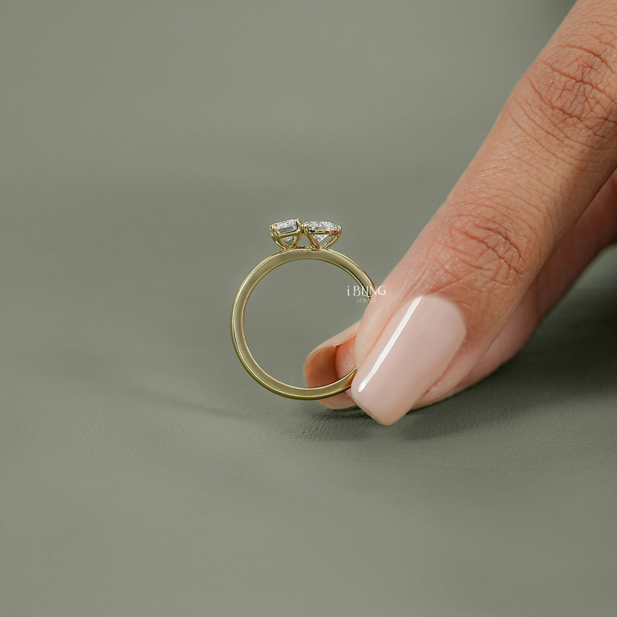 Pear And Emerald Diamond Toi Et Moi Wedding Ring
