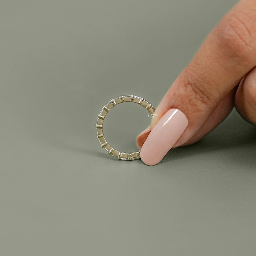 East West Emerald Cut Eternity Wedding Band