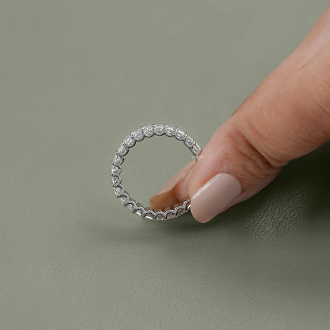 Emerald Cut Lab Diamond Full Eternity Wedding Band