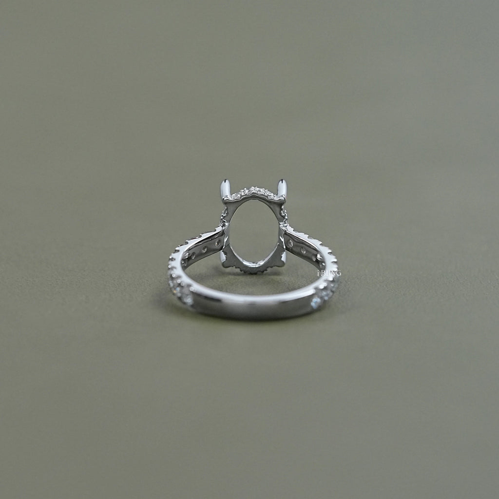 Oval Shape Semi Mount Lab Diamond Engagement Ring