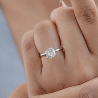 Cushion Cut Lab Diamond Solitaire Engagement Ring