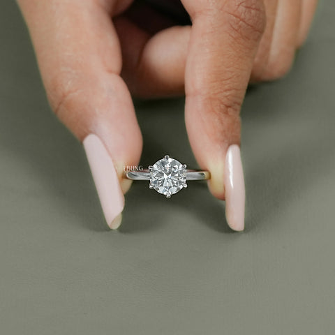 Round Cut Lab Diamond Solitaire Engagement Ring