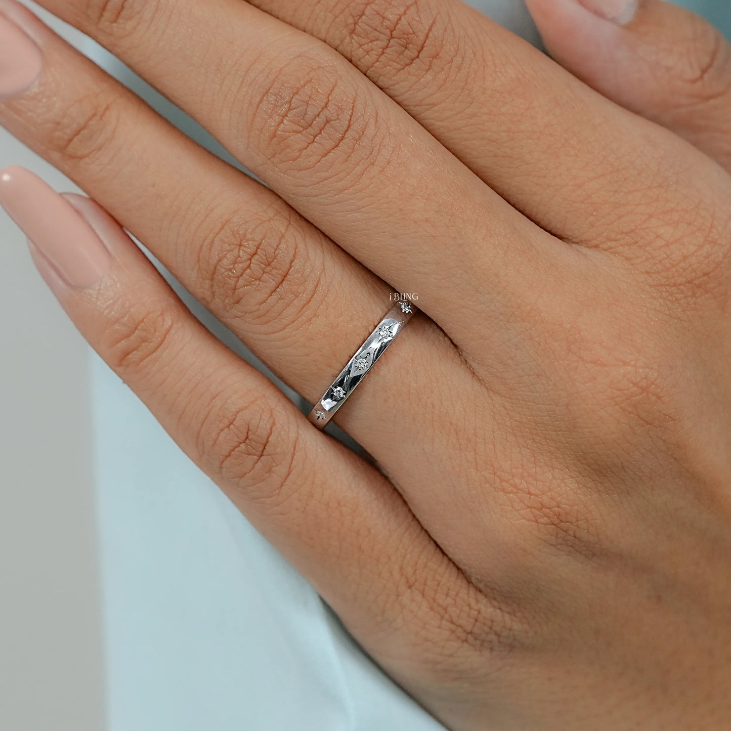 Starburst Round Cut Lab Diamond Promise Band Band