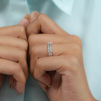 Emerald Cut Lab Diamond Bezel Set Full Eternity Band