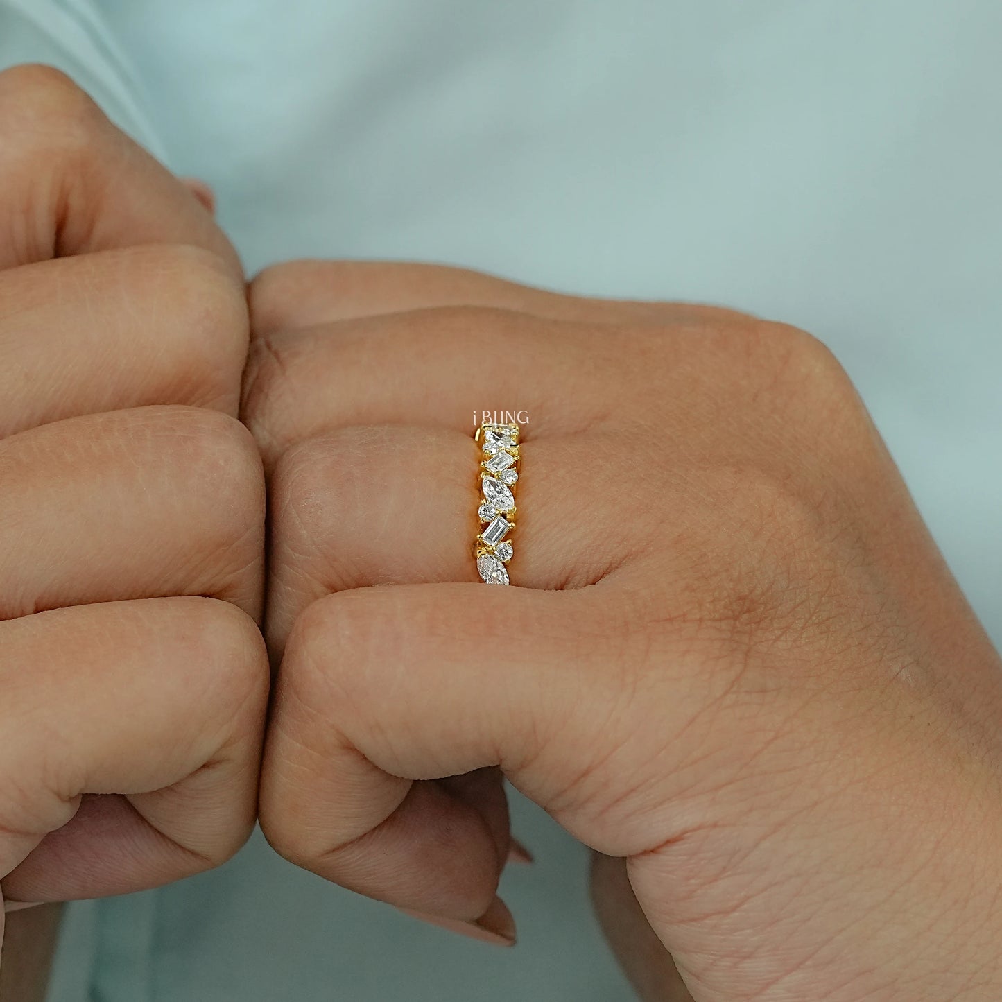 Multi Shape Lab Diamond Half Eternity Band