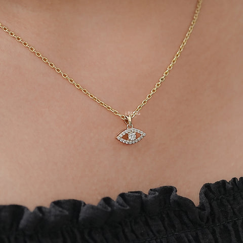 Round Cut Lab Diamond Evil Eye Pendant