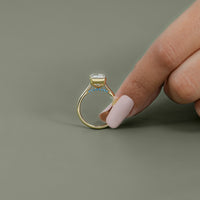 Radiant Half Bezel Set Lab Diamond Solitaire Ring