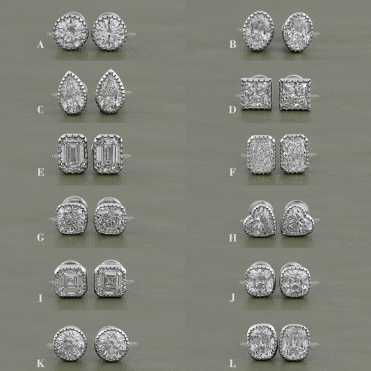 2 TCW Multi Shape Lab Diamond Stud Earrings