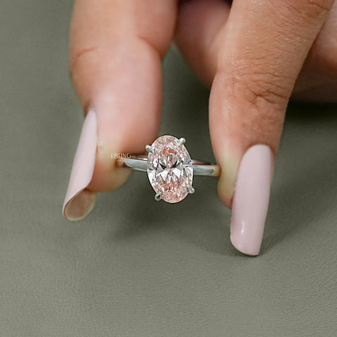 Fancy Vivid Pink Oval Diamond Engagement Ring