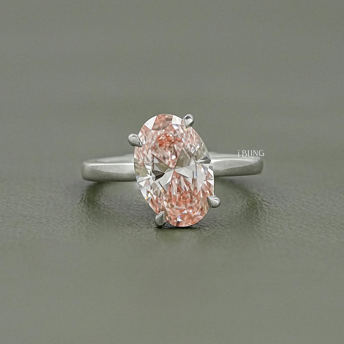 Fancy Vivid Pink Oval Diamond Engagement Ring