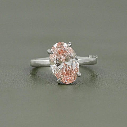 Fancy Vivid Pink Oval Diamond Engagement Ring