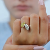 Fancy Vivid Yellow Pear Diamond Toi Moi Ring