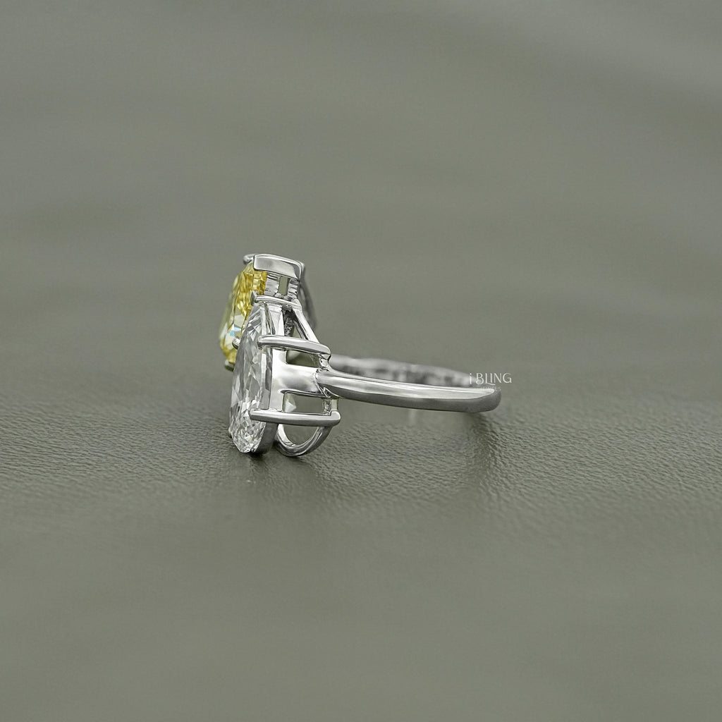 Fancy Vivid Yellow Pear Diamond Toi Moi Ring
