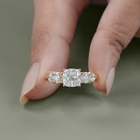 Cushion Cut Five Stone Lab Diamond Engagement Ring