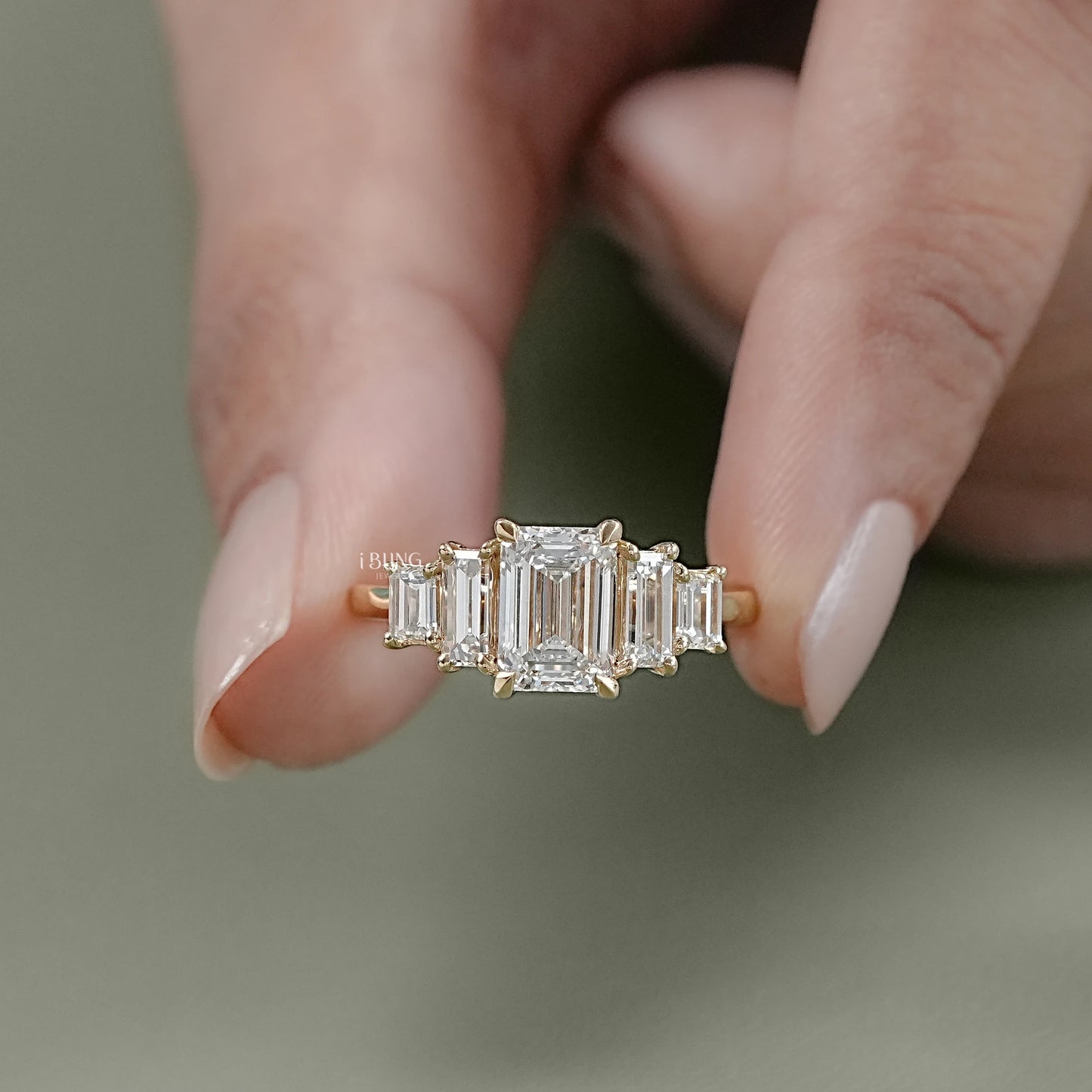 Emerald Cut Five Stone Engagement Ring