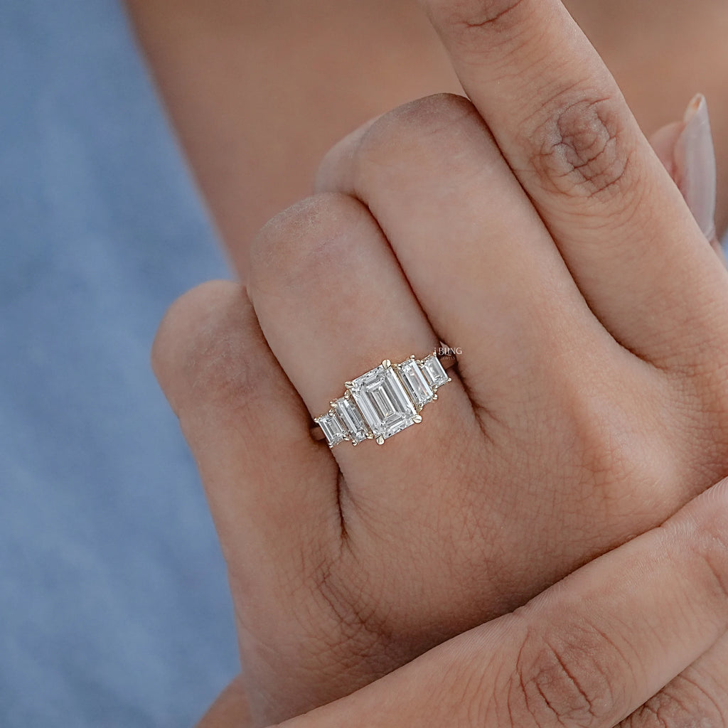 Emerald Cut Five Stone Engagement Ring