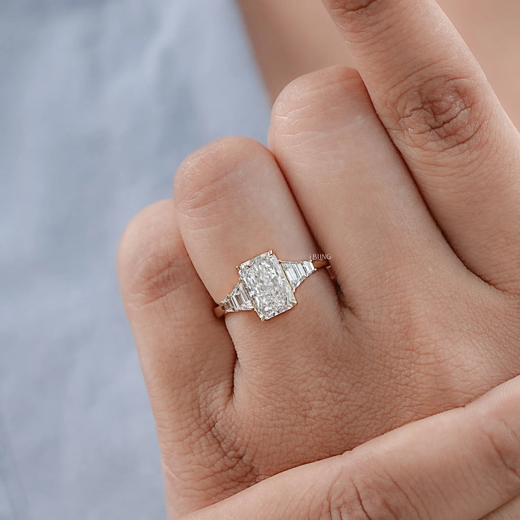 Radiant Cut Side Trapezoid Five Stone Ring