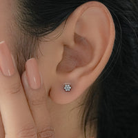 Floral Style Round Diamond Cluster Set Earrings
