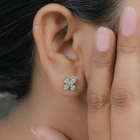 Pear Cut Lab Diamond Flower Shape Stud Earrings