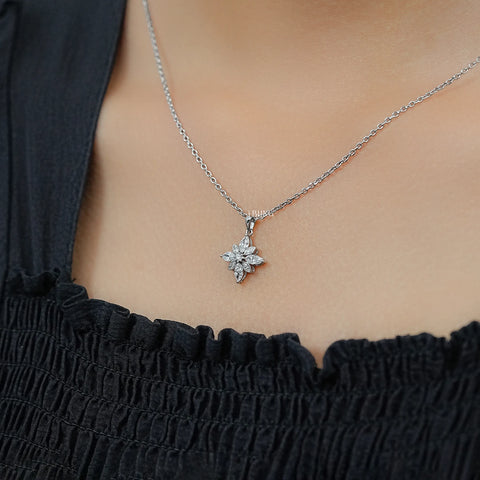Marquise Cut Lab Diamond Floral Shape Pendant